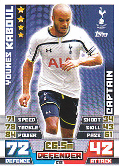 Younes Kaboul Tottenham Hotspur 2014/15 Topps Match Attax Captain #C18